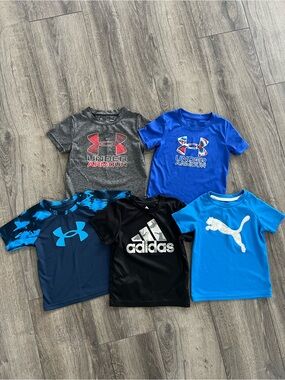 Under Armour Puma Adidas Boys Toddler 2T T-Shirt Lot of 5